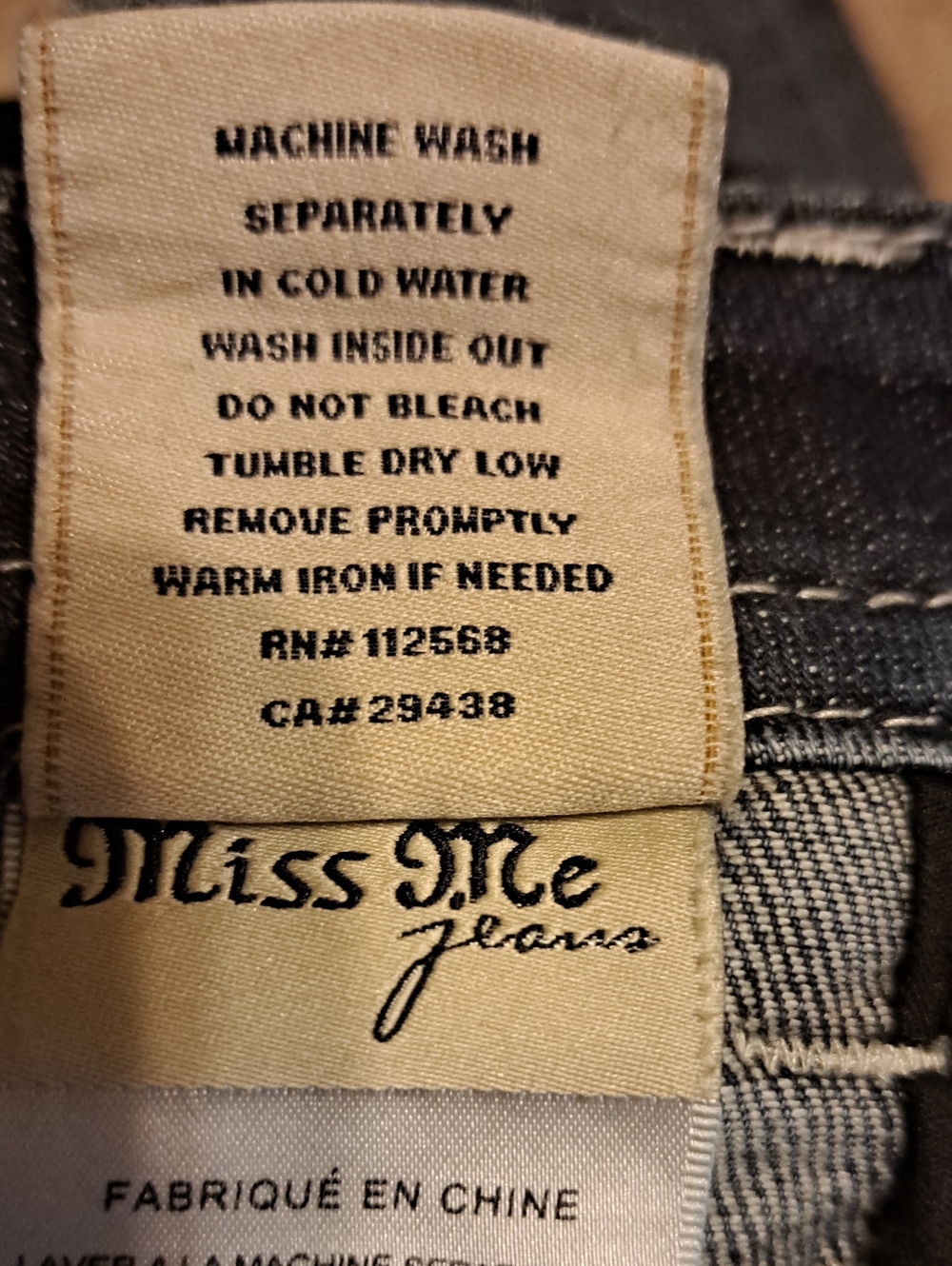 Miss Me Size 27 Signiture Skinn Distressed Dark Blue Embroidered Jeans - Picture 12 of 14
